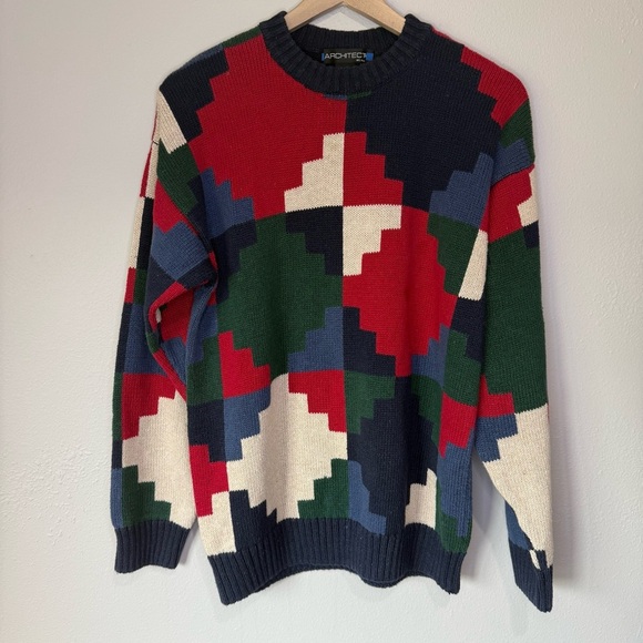Bold Vintage Geometric Sweater – ARCHITECT (M) - Picture 1 of 4